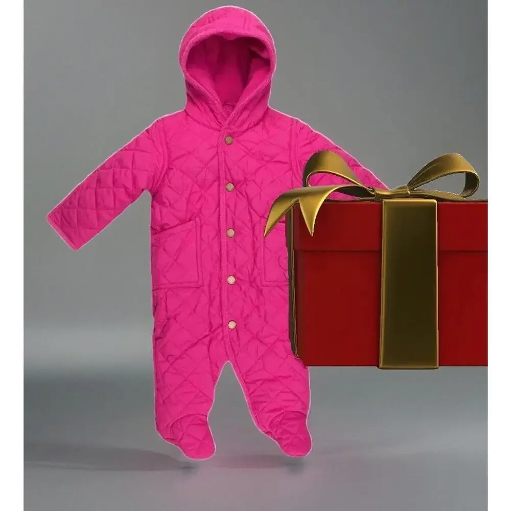 Polo Ralph Lauren Baby Girl's Quilted Snow Suit Bunting Size 9 M Pink